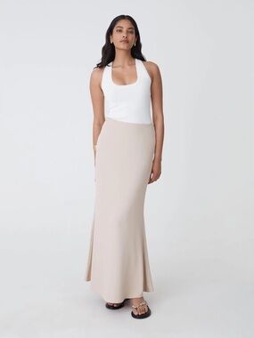 Forcast Caris Flared Maxi Skirt - Greige